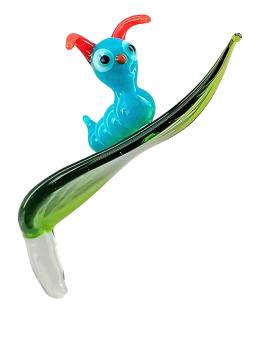 Orchideenstab, Blatt mit Raupe -blau- (normale Ausf.)